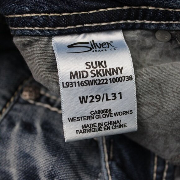 Silver Joga Suki Mid Skinny Jeans Womens 29x31 Blue 5-Pocket Stretch Denim - Picture 14 of 16